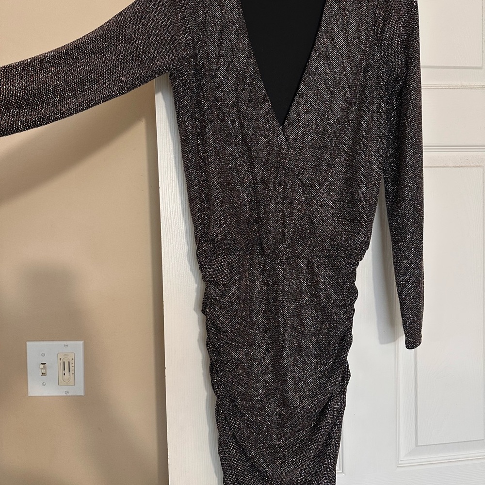 Express Black Shimmer Long Sleeve Dress